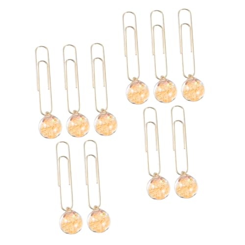 GRIRIW 10 Stück Büroklammer büroartikel büromaterial dekorationsclips schulmaterial Scrapbook-Dekoration Papier Größe groß Stichworte Schule Gold Fotoclips Clips mit Kugelanhänger Metall von GRIRIW