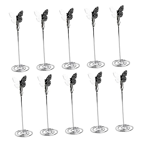 GRIRIW 10 Stück Hochzeitssitzhalter goldene Tischnummernhalter Schmetterlingsstandparty Karteninhaber visitenkarten halterung hochzeitsdeko Bildhalter für Tische Fotoständer Metall Silver von GRIRIW