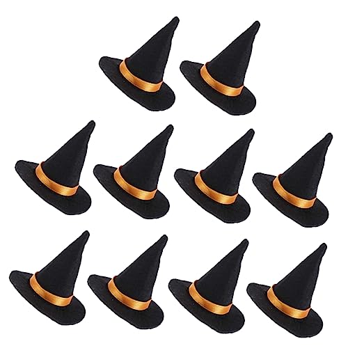 GRIRIW 10 Stück Mini Hexenhüte für Weinflaschen Kreative Halloween Dekoration für Partys Flaschenaufsätze aus Filz Schwarze Mützen für Weinliebhaber und Feierlichkeiten von GRIRIW