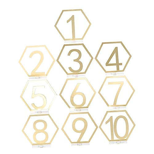 GRIRIW 10 Stück Sechseckige Sitzplatte hochzeitsdeko jahrestag hochzeitsideen Inhaber der Hochzeitsnummer Ort Zahlen verzieren Tischnummern Tischnummernständer für Hochzeiten Acryl Golden GRIRIW 10 Stück Sechseckige Sitzplatte hochzeitsdeko jahrestag hochzeitsideen Inhaber der Hochzeitsnummer Ort Zahlen verzieren Tischnummern Tischnummernständer für Hochzeiten Acryl Golden von GRIRIW