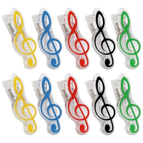 GRIRIW 10 Stück Teiliges Bunte Musiknoten Clips Tragbare Klammern für Musikbücher Seitenhalter und Notenbuch Organizer für Klavier und Notenblätter Vielseitig Einsetzbar von GRIRIW