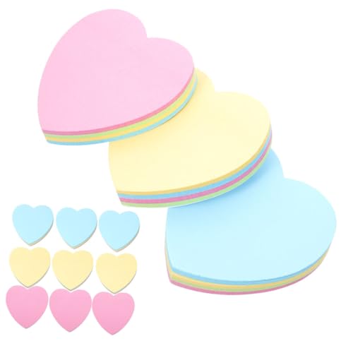 GRIRIW 12 Stück Herzförmige Haftnotizen Bunte Memo Pads für Büro Schule und Zuhause Selbstklebende Notizzettel für To Do Listen und Nachrichten von GRIRIW