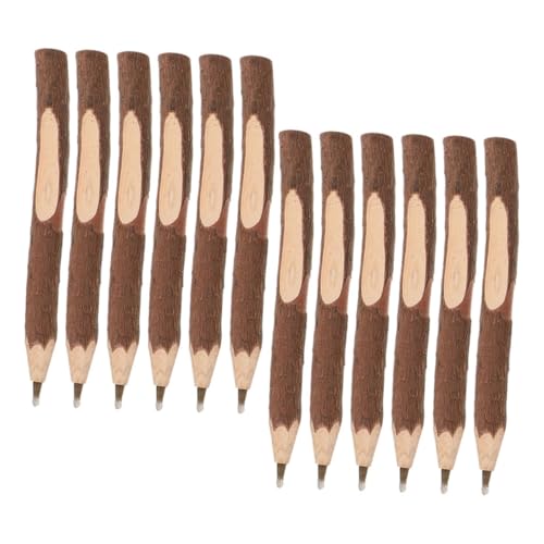 GRIRIW 12 Stück Holz Kugelschreiber Handgefertigte Holzstifte mit Schwarzer für Schule Bürobedarf und Kreative Projekte Rustikales Design von GRIRIW