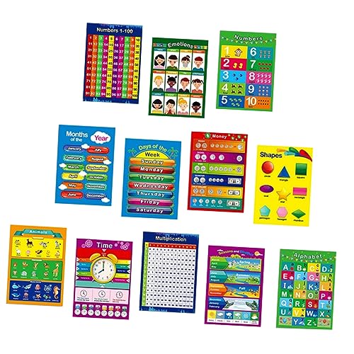 GRIRIW 12 Stück Teiliges Vorschul Educational Poster Set aus Uv Papier Lernposter mit Alphabet Zahlen Farbenfrohe Wanddekoration für Kindergarten und Klassenzimmer Langlebig und GRIRIW 12 Stück Teiliges Vorschul Educational Poster Set aus Uv Papier Lernposter mit Alphabet Zahlen Farbenfrohe Wanddekoration für Kindergarten und Klassenzimmer Langlebig und von GRIRIW