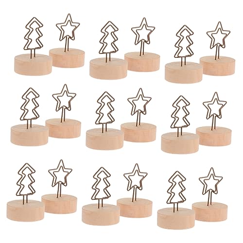 GRIRIW 12 Stück Teiliges Weihnachts Memo Clip Set mit Holzständer und Design Tischkartenhalter für Notizen und Fotos für Weihnachtsdekoration und Bürogestaltung von GRIRIW