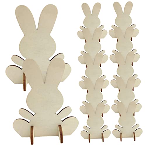 GRIRIW 12Stücke Holz Osterhasen Zum Bemalen DIY Dekoration Für Ostern Kreative Holzfiguren Für Ostern Bastelset von GRIRIW
