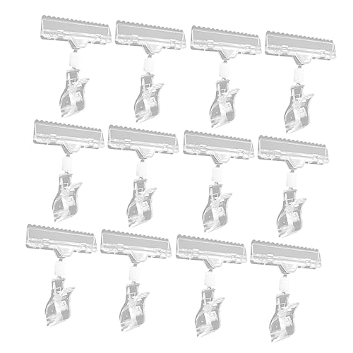 GRIRIW 12Stücke Preisschildhalter Clips aus Kunststoff Drehbare Schildklammern für Schilder und Werbung für Menüs Fotos und Nummernkarten Langlebig und Wiederverwendbar von GRIRIW