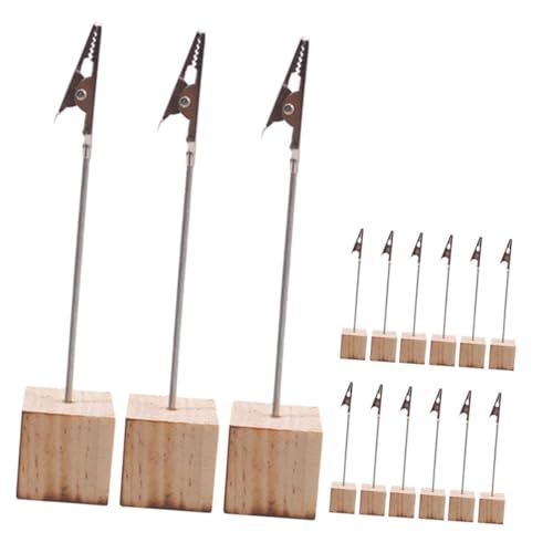 GRIRIW 15 Stück Vintage Holz Kartenhalter Teilig Tischkartenständer für Fotos Menüs und Notizen Robuste Clips für Hochzeiten und Dekoration von GRIRIW