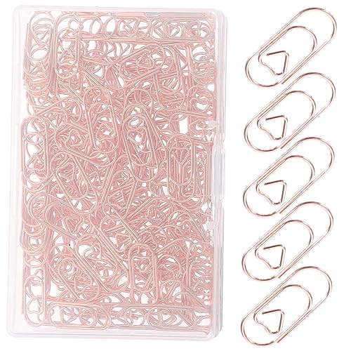 GRIRIW 150 Stück Mini-Liebes-Büroklammern süße Büroklammern scrapbooking zubehör schreibtisch dekoration bürozubehör bürogadges kleine Papierklammer für Papier Metall Rose Gold von GRIRIW