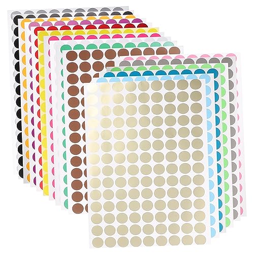 GRIRIW 16 Blatt Farbiges Dot -etikettpapier Klebeetiketten Du Punkte Bunt Codierung Sortiert Kreis Planer Farbe Codiert Stichworte Ziehen Um Runden Größe Vinyl Aufkleber von GRIRIW