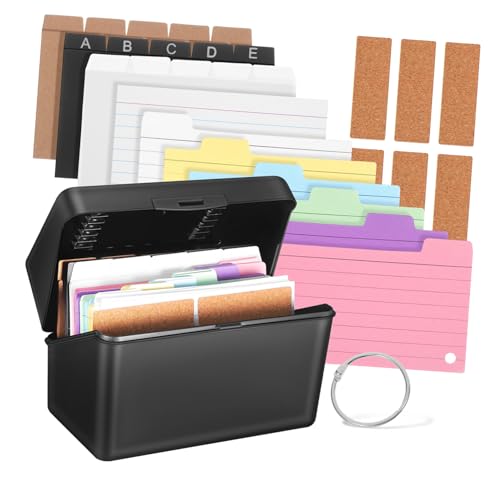 GRIRIW 1Satz Karteikartenhalterbox mit Bunten Notizkarten Teiliges Set mit Metallringen für Effektive Organisation für Schule Büro und Heimstudium Doppelseitig Beschreibbar GRIRIW 1Satz Karteikartenhalterbox mit Bunten Notizkarten Teiliges Set mit Metallringen für Effektive Organisation für Schule Büro und Heimstudium Doppelseitig Beschreibbar von GRIRIW