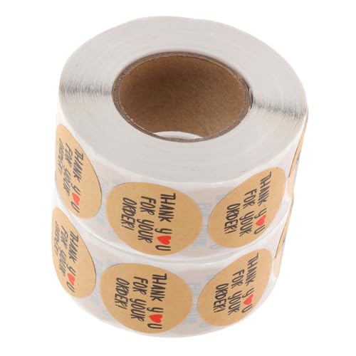 GRIRIW 2 Rollen Runde Selbstklebende Aufkleber Dankeschön Etiketten für Backwaren und Verpackungen Kraftpapier Sticker für Kreative DIY Projekte von GRIRIW