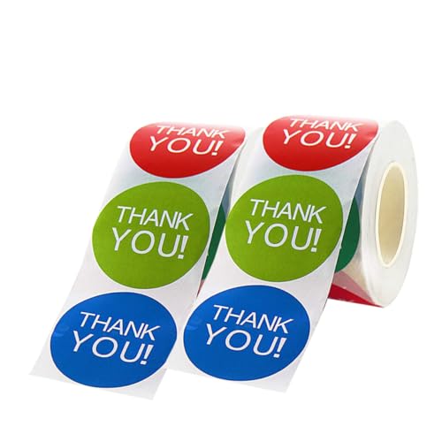GRIRIW 2 Rollen Selbstklebende Dankeschön Aufkleber Runde Dekorative Etiketten für Geschenkverpackungen Snacktüten und Bastelprojekte Elegante Deko für Feiern und von GRIRIW
