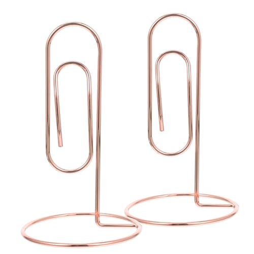 GRIRIW 2 Stück Goldene Metall Kartenhalter Elegante Tischnotiz Clips für Fotos Memos und Tischkarten Robuste Büroaccessoires für Organisation und Präsentation von GRIRIW