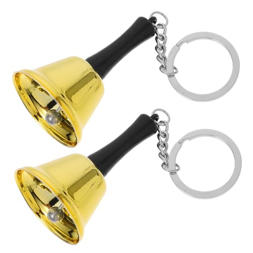 GRIRIW 2 Stück Mini-Handglocke aus Metall, Schlüsselanhänger, Service-Ruf aus Metall mit Griff, Hand-Dinner-Glocke für Schule, Klassenzimmer, Spiel, Restaurant und Zuhause von GRIRIW