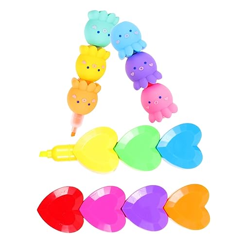 GRIRIW 2 Stück Octopus Highlighter Cartoon Marker Stift Farben für Bürobedarf DIY Scrapbooking Schule und Langlebig und Geruchsneutral von GRIRIW
