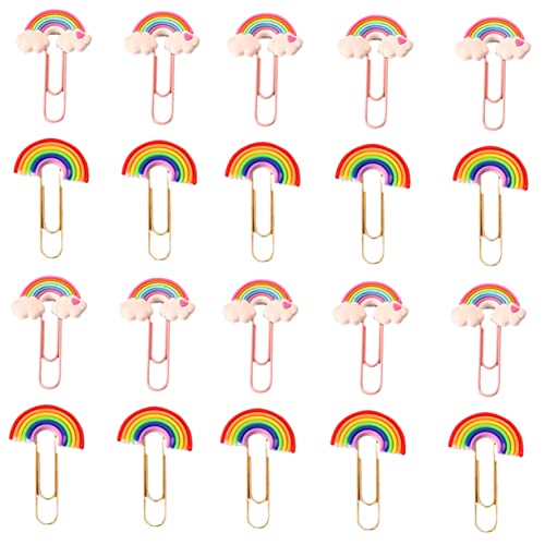 GRIRIW 20 Stück Regenbogen-Büroklammer klein kreativ geformte Büroklammern goldene Büroklammern mehrfarbig Pastell PVC Büroklammern DIY Büroklammern Papierclips Büroklammern dokumentieren von GRIRIW