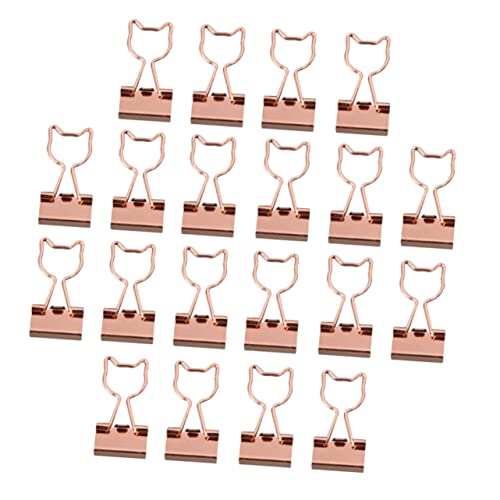 GRIRIW 20 Stück Teiliges Set Metallbinderclips mit Katzenmotiv Praktische Büroklammern für Dateien und Dokumente für Büro Schule und Zuhause Roségoldfarben von GRIRIW