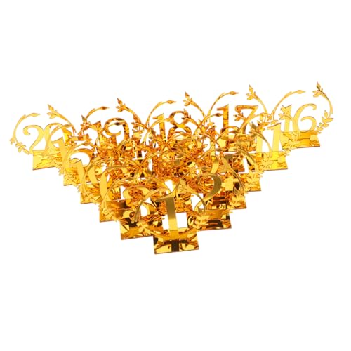 GRIRIW 20 Stück Tisch Nummernschild Dekoration Inhaber Der Tabellennummer Hochzeit Zeichen Reservierte Schilder Tischschilder Tischschild Reserviert Dekorativ Willkommen Name Acryl Golden von GRIRIW