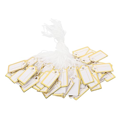 GRIRIW 200 Stück Tag-Aufkleber Anzeige Blanko-Papier-Tags für Zeichen Mini Schmuckpreisschilder Leere Anhänger für Schmuckpreise kleine Preisschilder Kleidungsetiketten Papierkarte Golden von GRIRIW