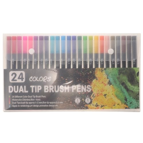GRIRIW 24 Stück Teiliges Malset mit Doppelfeder Brush Marker für Kunst Scrapbooking und Journaling Wasserfeste Farbenfrohe Malstifte für Kreative Projekte GRIRIW 24 Stück Teiliges Malset mit Doppelfeder Brush Marker für Kunst Scrapbooking und Journaling Wasserfeste Farbenfrohe Malstifte für Kreative Projekte von GRIRIW