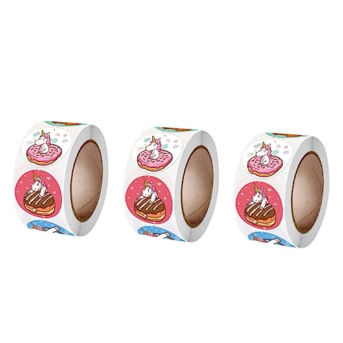 GRIRIW 3 Rollen Einhorn-aufkleber Geschenkanhänger Lieferungen Etiketten Abzeichen Kinderaufkleber Textmarker Kreis Aufkleber Geschenksiegelaufkleber Siegel Aufkleber Papier von GRIRIW