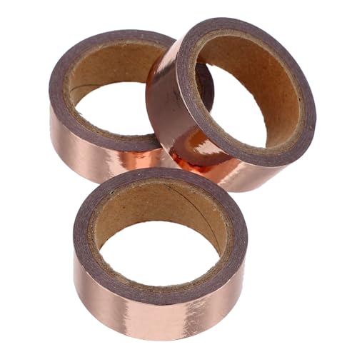 GRIRIW 3 Rollen Goldfolienband Dekoratives Klebeband Scrapbooking Klebeband Für Reflektierendes Band Dekoratives Bastelband Kunstband Metallic Tape Für Japanisches Papier Rose Gold von GRIRIW