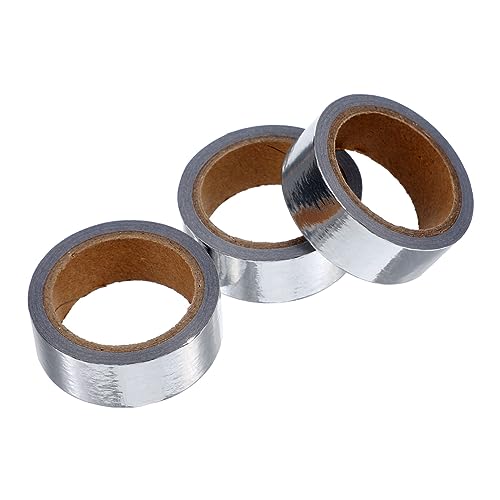 GRIRIW 3 Rollen Goldfolienband Gummiertes Papierband Uv Scrapbooking Dekoration Metallband Bastelband Abdeckband, Dekoratives Klebeband Dekorband Goldband Farbig Japanisches Papier Silver von GRIRIW