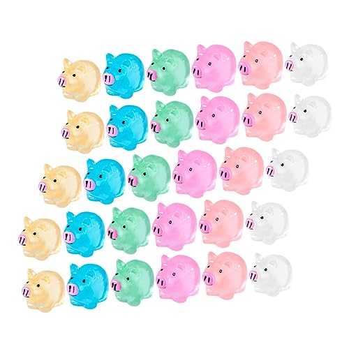 GRIRIW 30stücke Glühende Mini Schwein Figuren Aus Harz Nachtleuchtende Tischdekoration Für Mikrolandschaften Farben in Für Garten Wohnaccessoires von GRIRIW