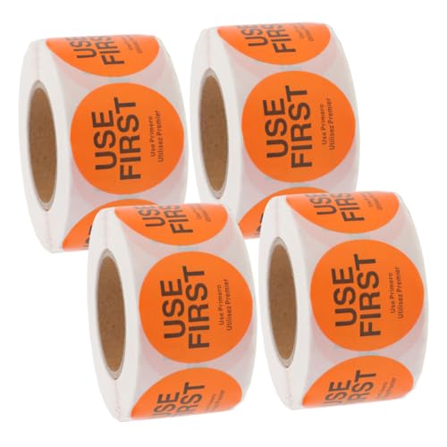 GRIRIW 4 Rollen Verwenden Sie Aufkleber für Lebensmittel Selbstklebende Etiketten für Restaurants Küche und Vorratskontrolle pro Rolle Kupferorange von GRIRIW