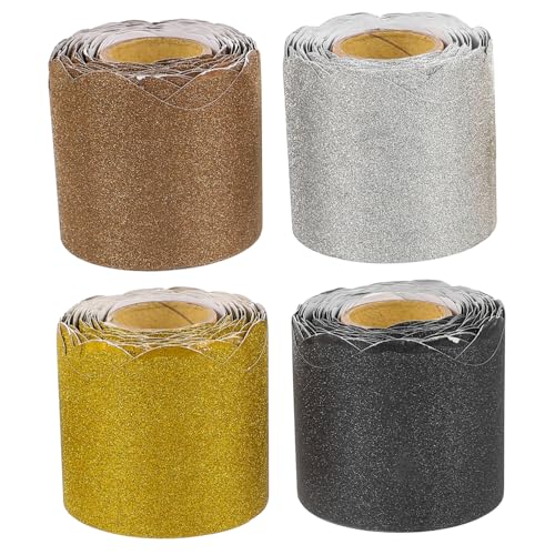 GRIRIW 4 Rollen Wellenförmige Pinnwand Bordüre Glänzende Dekoration für Klassenräume Büro und Diy Projekte Gold Silber Schwarz Braun Rolle GRIRIW 4 Rollen Wellenförmige Pinnwand Bordüre Glänzende Dekoration für Klassenräume Büro und Diy Projekte Gold Silber Schwarz Braun Rolle von GRIRIW