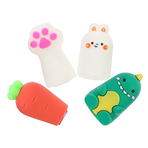 GRIRIW 4 Stück Cartoon Bleistiftspitzer dosenspitzer Bleistiftspitzer für skizzieren Mini- lustig klein werkzeug Schüler Kawaii Bleistiftspitzer weiches Gummi von GRIRIW