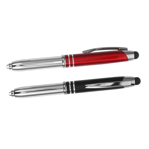 GRIRIW 4 Stück LED Kugelschreiber mit Beleuchtetem Stift Metall Kugelschreiber für Touchscreen für Nächtliches Schreiben im Büro Langlebig und Nachfüllbar von GRIRIW