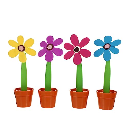 GRIRIW 4Stücke Sonnenblume Kugelschreiber Niedliche Blumentopf Form Stifte für Schule Büro und Zuhause Gelb Blau Je von GRIRIW