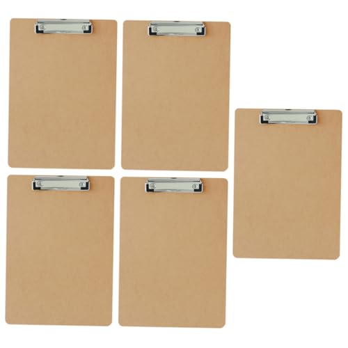 GRIRIW 5 Stück Teiliges Holz Klemmbrett Schreibunterlage für Büro Catering Robustes Clipboard mit Stabiler Klemme für Dokumente Wichtige Unterlagen von GRIRIW