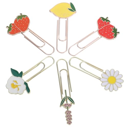 GRIRIW 6 Stück Büroklammern in Obst- und Blumenform: Dekorative Metallklammern zum Ordnen von Notizen und Dokumenten – Lesezeichen zum Lesen GRIRIW 6 Stück Büroklammern in Obst- und Blumenform: Dekorative Metallklammern zum Ordnen von Notizen und Dokumenten – Lesezeichen zum Lesen von GRIRIW