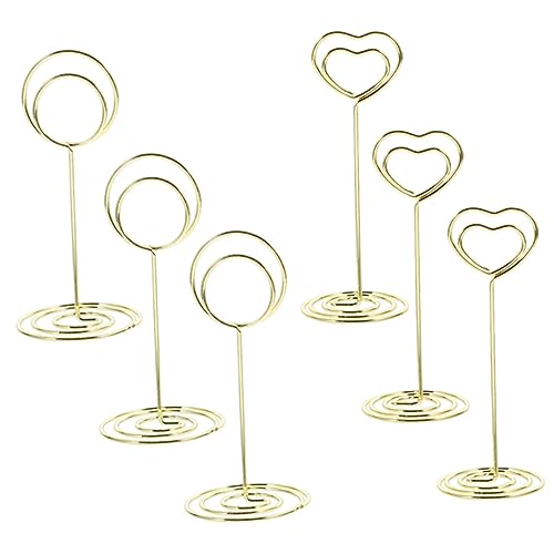 GRIRIW 6 Stück Desktop-Notizhalter bürodeko büro dekoration wedding gastgeschenke greifzange fotoregal Hochzeit NAME Kartenhalter Fotohalter Foto-Display-Clip Aluminiumlegierung Golden von GRIRIW