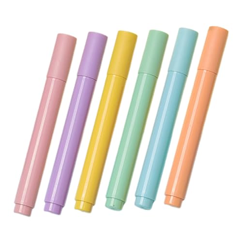 GRIRIW 6 Stück Pastell Highlighter Marker Pens Große Kapazität Sanfte Farben für Schüler und Lehrer Markieren Journaling und Scrapbooking von GRIRIW
