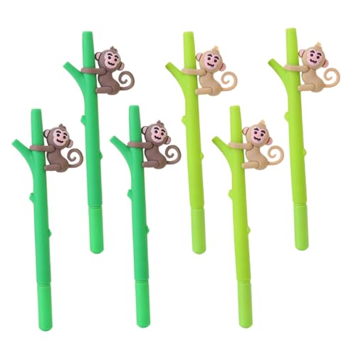 GRIRIW 6 Stück Süße Affen Gelstifte Tiermotiv Kugelschreiber für Schule Party Geburtstag Weihnachten Büro Smooth Writing für Mädchen von GRIRIW