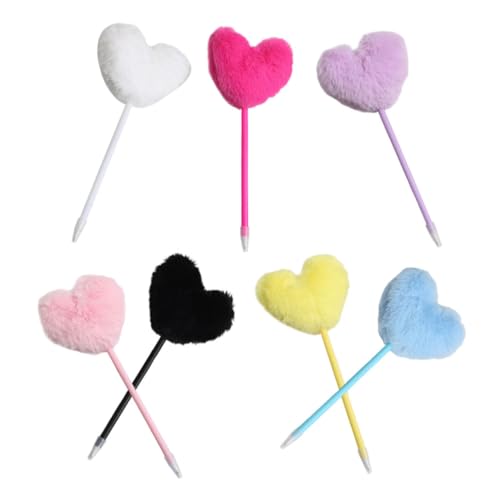 GRIRIW 7 Stück Buntes Teiliges Kugelschreiber mit Herz Pompon Aufsatz Flauschige Niedliche Stifte für Bürobedarf und Kreative Schreibanwendungen GRIRIW 7 Stück Buntes Teiliges Kugelschreiber mit Herz Pompon Aufsatz Flauschige Niedliche Stifte für Bürobedarf und Kreative Schreibanwendungen von GRIRIW