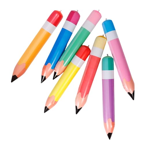 GRIRIW 7 Stück Riesen Aufblasbare Bleistifte PVC Dekoration für Klassenzimmer Partygeschenke und Schulanfang Bunte Luftballon Requisiten Gelb Orange Blau Grün und Rot von GRIRIW
