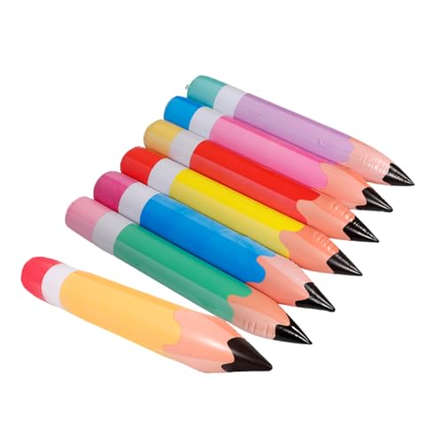 GRIRIW 7 Stück Riesige Aufblasbare Bleistifte Teiliges aus PVC für Schulanfang und Klassenzimmerdekoration Einfache Handhabung Auffällige Gestaltung für Partys und Feiertage von GRIRIW