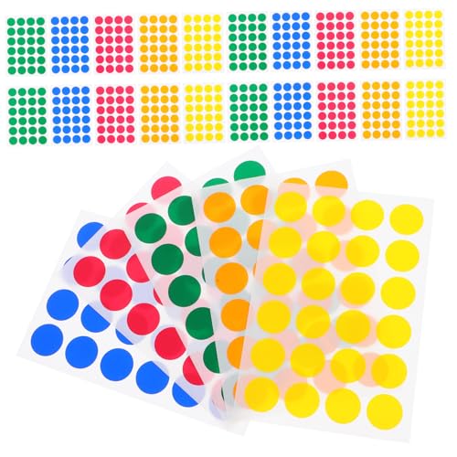 GRIRIW 720 Stück Selbstklebende Farbige Punktaufkleber Runde Etiketten für Scrapbooking Basteln und Organisation Farben Rot Blau Orange Grün Gelb von GRIRIW