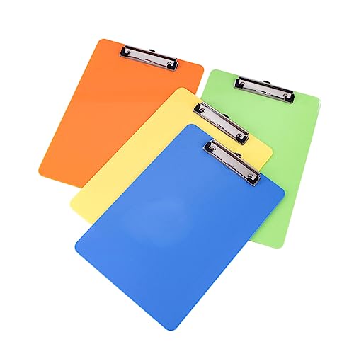 GRIRIW A4 Papier-Klemmbrett, 4 Stück, Schreibblöcke, stabiler Kunststoff, für Lehrer, Studenten, Büroangestellte, zufällige Farbe von GRIRIW