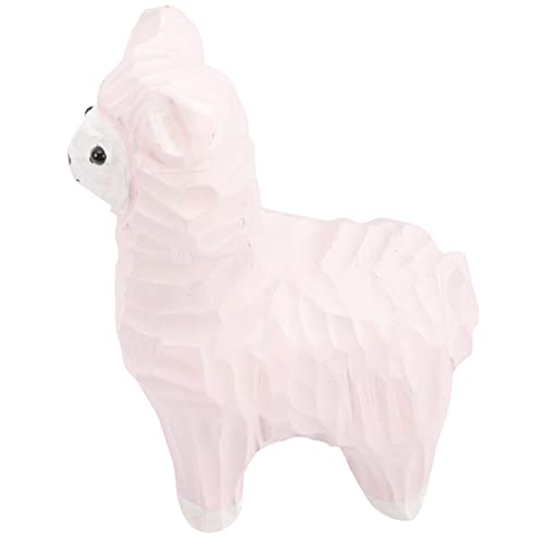 GRIRIW Alpaka-Ornamente kleine Alpakafiguren Dekoration dekorativer Tierschmuck Alpaka-Statuen Schaf Dekorative Holzskulptur Holzknäufe zum Basteln Alpaka- aus Holz Linde Rosa von GRIRIW