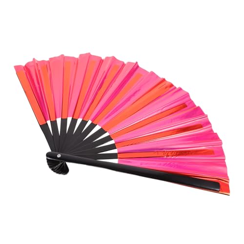 GRIRIW Faltbarer Chinesischer Handfächer aus PVC Irideszenter Party Fächer für Hochzeiten Tanzaufführungen und Sommerreisen Vielseitig Einsetzbar und Dekorativ Großem Rot von GRIRIW