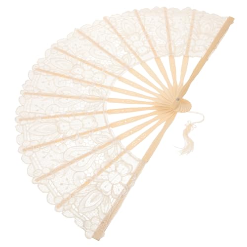 GRIRIW Faltbarer Spitzenhandfächer mit Quaste Eleganter Tanzfächer für Hochzeiten und Partys Handgehalten Dekorativ und Praktisch für Heiße von GRIRIW
