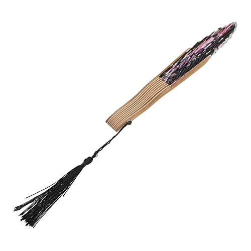 GRIRIW Handfächer aus Holz im Japanischen Stil Faltbar und Dekorativ für Tanz und Fotografie Leicht und Tragbar Langlebig und Robust Schwarz Ausführung von GRIRIW