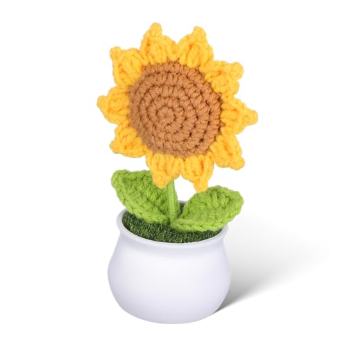 GRIRIW Handgefertigte Sonnenblumen Topfpflanze Künstliche Häkelblumen für Auto und Bürodekoration Stilvolle und Realistische Pflanzenarrangements für Zuhause GRIRIW Handgefertigte Sonnenblumen Topfpflanze Künstliche Häkelblumen für Auto und Bürodekoration Stilvolle und Realistische Pflanzenarrangements für Zuhause von GRIRIW
