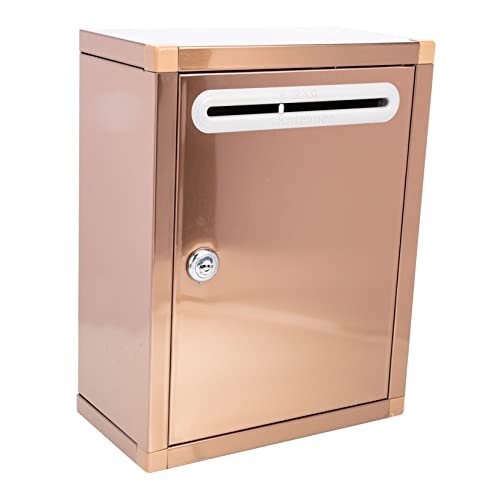 GRIRIW Kasten Briefkasten aus Edelstahl modern groß hängend Geschäft montiert drinnen mailbox kartenschachtel Beschwerdebox karten box versandschachtel Kartenbox Vorschlagsfall Golden von GRIRIW